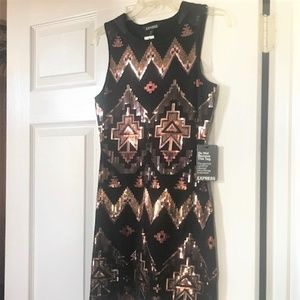 Express Sequin Aztec party tank dress Size S